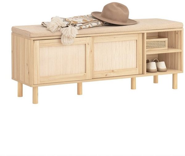 SoBuy Schuhbank FSR163, Schuhschrank mit Sitzbank, Schuhbank mit Sitzkissen Schuhregal, für stilbewusste Familien im Eingang Flur Wohnzimmer, 230kg Belastbar