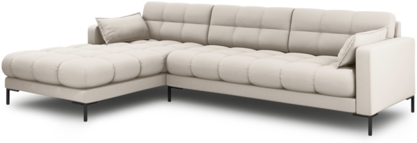 Micadoni Ecksofa Mamaia 5-Sitzer Links Strukturierter Stoff Neve Beige schwarze Beine Bild 2