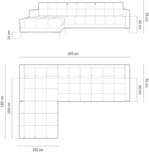 Micadoni Ecksofa Mamaia 5-Sitzer Links Strukturierter Stoff Neve Beige schwarze Beine Bild 6