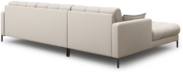 Micadoni Ecksofa Mamaia 5-Sitzer Links Strukturierter Stoff Neve Beige schwarze Beine Bild 4