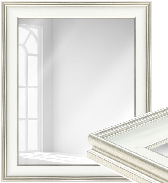 WANDStyle Wandspiegel H235 aus Kunststoff in Weiß 60 x 80 cm im Stil Klassisch