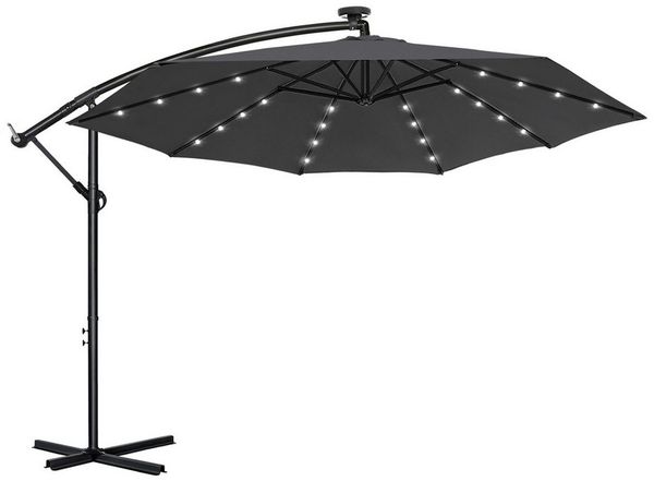 FIVMEN Sonnenschirm Sonnenschirme mit LED Solarbetriebene höhenverstellbarer Schirm, Balkonschirm Gartenschirm UV Schutz mit Solar LED