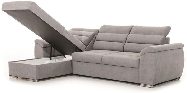 Ecksofa Schlafsofa Sofa PASCARA XS in Stoff Esito Braun Ottomane Links Bild 2