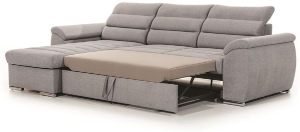 Ecksofa Schlafsofa Sofa PASCARA XS in Stoff Esito Braun Ottomane Links Bild 3