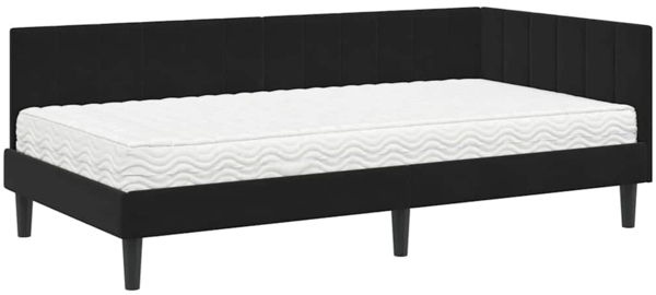 vidaXL Eckbettgestell mit Matratze Schwarz 100 x 200 cm Samt 3393913