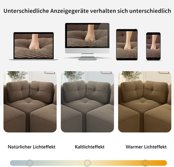 4-Sitzer Wohnlandschaft H 69 x T 386 x B 104 cm aus Cord, modular erweiterbar, ohne Aufbau Bild 7