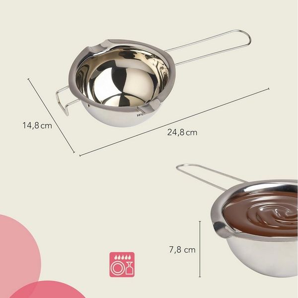 Wenco Schale Schmelzschale aus Edelstahl 390 ml, (hitzebeständig, 1-tlg), Schmelztopf Ideal zum Schmelzen von Schokolade & Zubereiten von Soßen