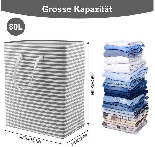 Youyijia Wäschebox Wäschekorb 2 Fächer 80L Wäschesammler Faltbare Wäschebox Wäschesack