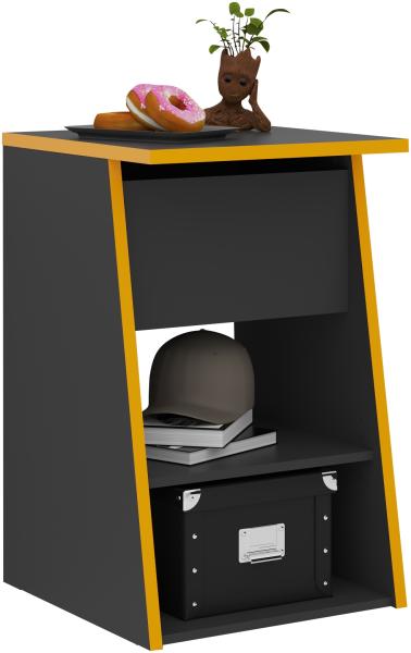 FMD Möbel 'ZOCKER PRO' melaminharzbeschichtete Spanplatte, Anthrazit,, Gaming-Beistelltisch, 77,7 x 50 x 49,4 cm