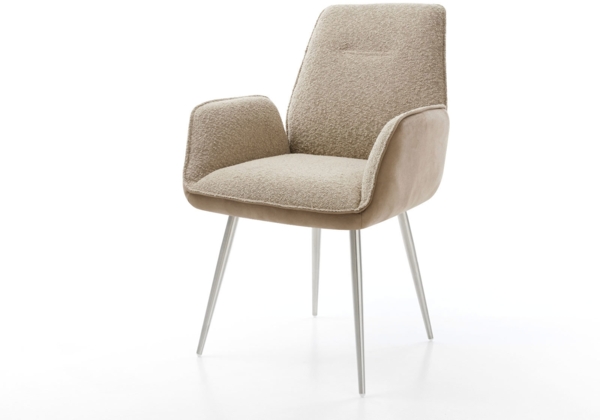 Esszimmerstuhl Zoa-Flex Materialmix Schlamm 4-Fuß konisch Edelstahl Taschenfederkern