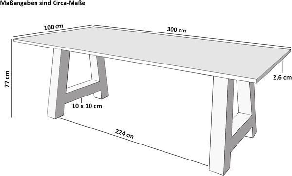 Esstisch 300 x 100 cm Akazie massiv naturfarben Schweizer Kante A-Gestell AMALIE 94870820 Bild 5