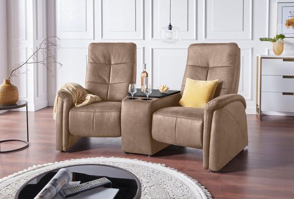 exxpo - sofa fashion 2-Sitzer Tivoli, Kinosofa mit Relaxfunktion, mit Ablagetisch und Stauraum, bequem und komfortabel