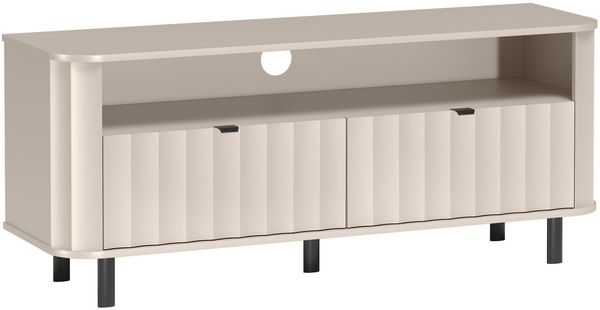 Selsey 'Novado' TV-Lowboard mit zwei Klappen und offenem Fach, Kaschmirgrau, 137 cm