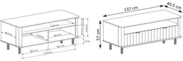 Selsey 'Novado' TV-Lowboard mit zwei Klappen und offenem Fach, Kaschmirgrau, 137 cm Bild 5