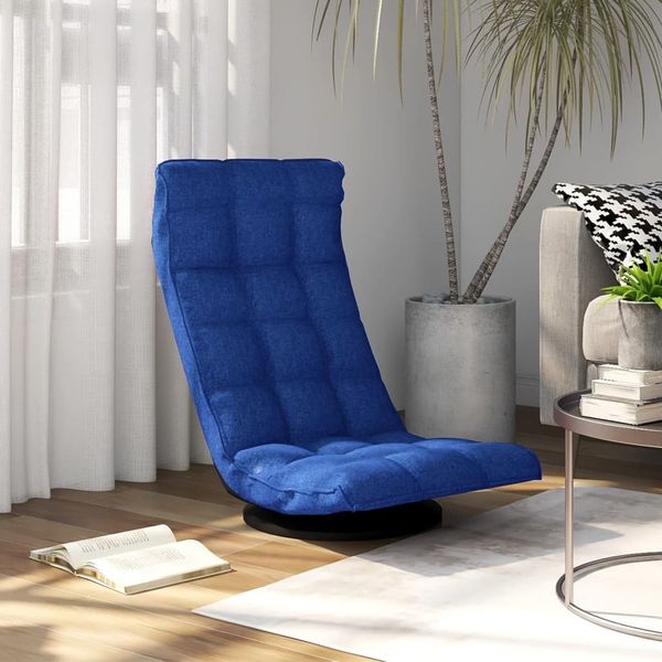 vidaXL Bodenstuhl Drehbar Blau Stoff 336578