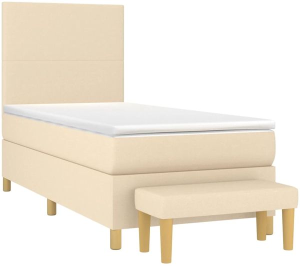 vidaXL Polsterbett mit Matratze Stoff Creme 90x190 cm Bild 3