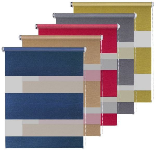 Doppelrollo Metallic MON, Grau, 75x150cm - Duo-Rollo, Rikmani, Klemm- oder Schraubmontage, Moderne Optik, Klemm- oder Schraubmontage, Sicht- und Sonnenschutz