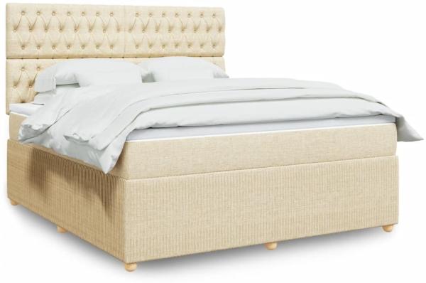 vidaXL Boxspringbett mit Matratze Creme 180x200 cm Stoff 3292147