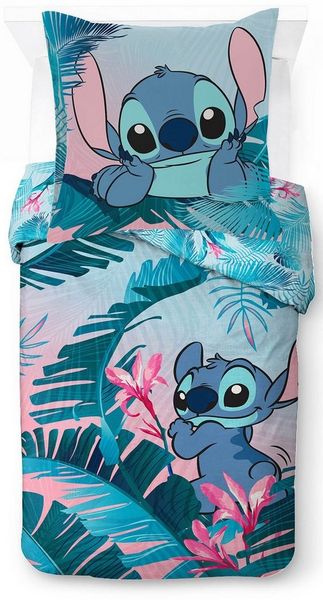 Disney Kinderbettwäsche Disney Lilo & Stitch Bettbezug-Set 135x200 cm + Kissenbezug 80x80 cm, Washed Cotton, 2 teilig, 100 % Baumwolle, maschinenwaschbar, wendbar