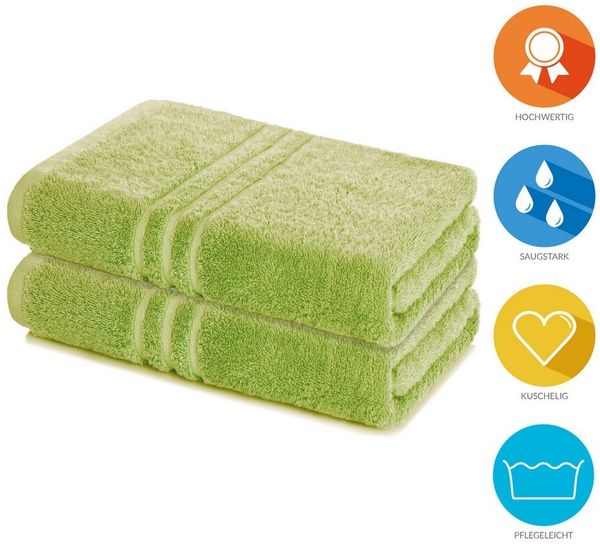 Lavea Badetuch Elena 2er Set Badetücher 100x150 cm, Duschtuch, 500 g/m² Frottier, weich & saugstark, pflegeleicht