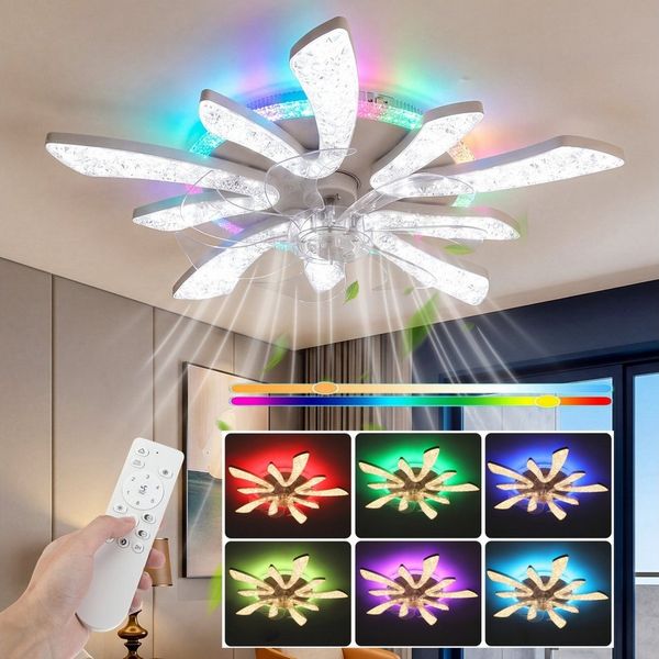 oyajia Deckenleuchte Leise Deckenventilator mit Beleuchtung, Luftzirkulation Beleuchtung, RGB-Hintergrundbeleuchtung, LED fest integriert, kaltweiß, warmweiß, neutralweiß, RGB, Luftzirkulation Beleuchtung für Wohnzimmer Schlafzimmer Küche, 60×14cm
