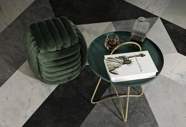 Dmora Pouf Karori 45 x 45 x 45 cm Grün Quadratisch