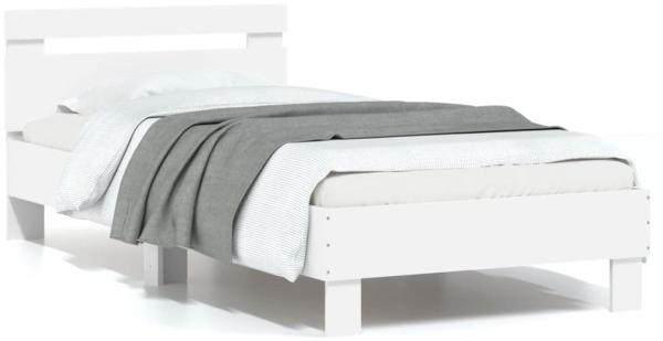vidaXL Bettgestell mit Kopfteil Weiß 90x200 cm Holzwerkstoff 838533
