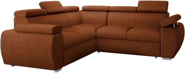 Ecksofa Boston Maxi mit Schlaffunktion, Bettkasten, Einstellbare Kopfstützen (Farbe: Flow 09)