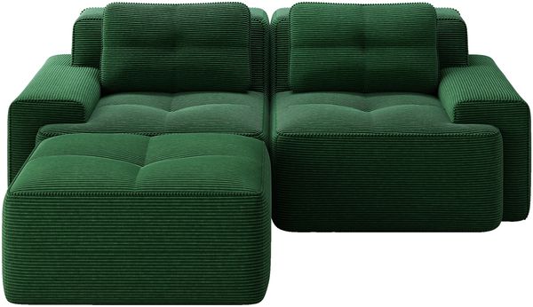 2-Sitzer Modulsofa H 69 x T 204 x B 177 cm aus Cord in Grün mit 74 cm Sitztiefe, boneless Design Bild 6