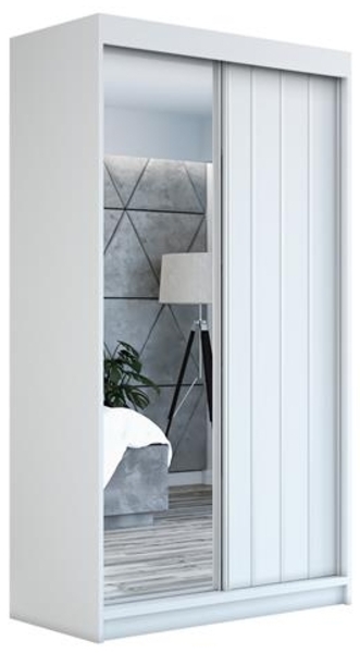 Schwebetürenschrank VIGO 2-türig Schrank 160 cm (mit Spiegel) Farbe: Weiß