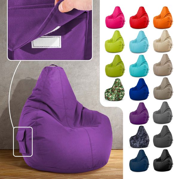 Green Bean® Sitzsack mit Rückenlehne, 230L Füllung waschbar, Polyester-PVC-Stoff lila, 80 x 70 x 90 cm Bild 2