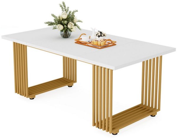 Tribesigns Esstisch 180 x 80cm Esszimmertisch mit Gold Metallbeinen, Esszimmer-Küchentisch