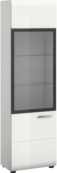 Vitrine (B/H/T: 45x160x34 cm) in weiß hochglanz tiefzieh