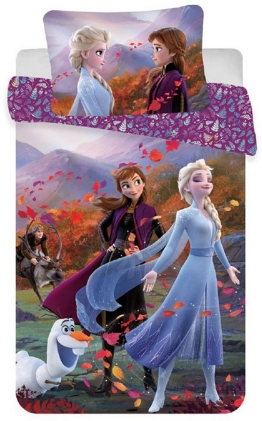 Disney Baby Kinder Bettwäsche Frozen 2 Anna, Elsa und Olaf Bettdecke 100x135 cm + Kopfkissen 40x60 cm 100% Baumwolle