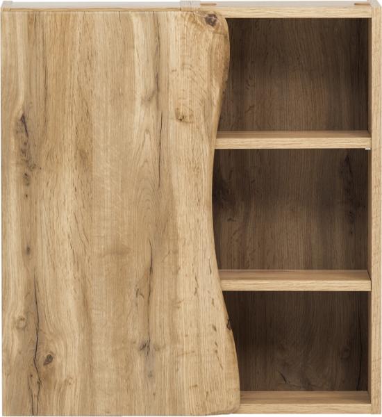 Hängeschrank mit Regal 60 cm breit KAHLA-03 in Wotan Eiche Nb, B/H/T: ca. 60/64/20 cm