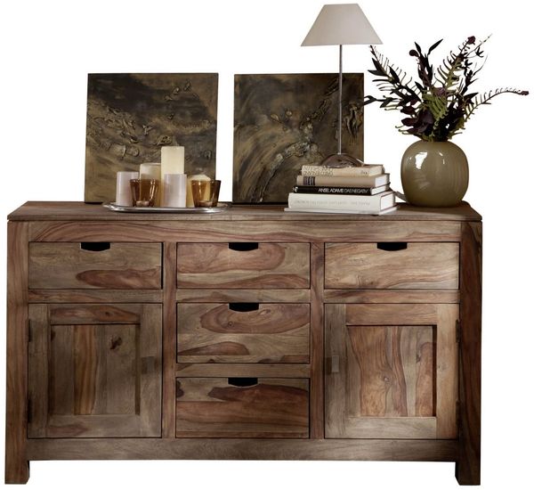 Sideboard Sheesham 140x42x80 grau geölt NATURE GREY #80