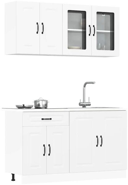 vidaXL 4-tlg. Küchenschrank-Set Kalmar Weiß Holzwerkstoff 3314851