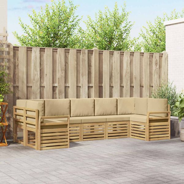 vidaXL Outdoor-Sofagarnitur 7 pcs Weiß und Beige 304 x 130,5 x 73 cm 3392438