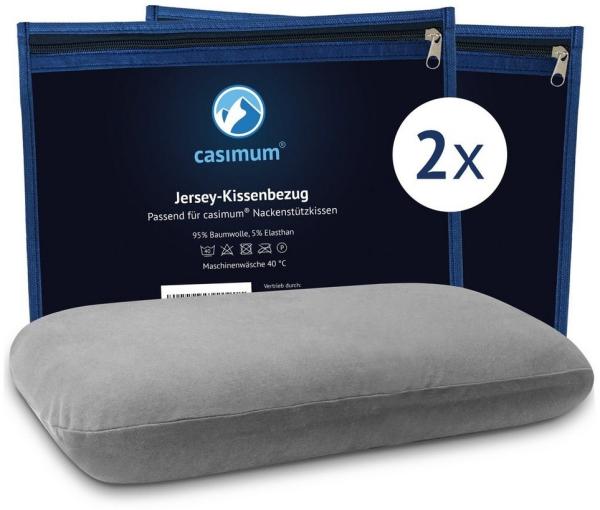 casimum Kissenbezug Comfort GRAU, Passend für Nackenstützkissen 70x40 cm, Doppelpack (2 Stk).