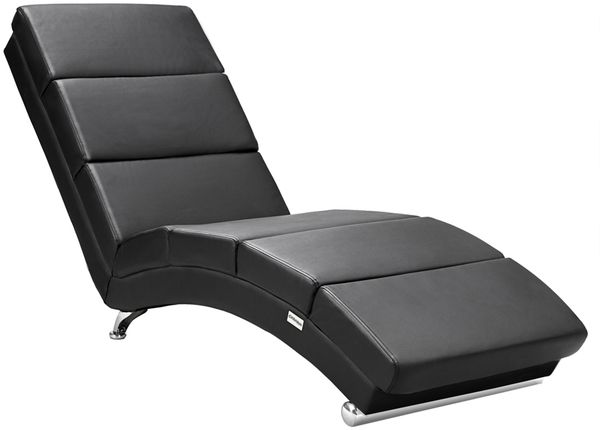 Casaria 'London' Relaxliege XXL mit hoher Rückenlehne und ergonomisch, Kunstleder schwarz, 186 x 55 x 89 cm