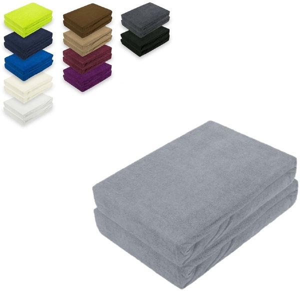 Doppelpack Frottee Spannbettlaken 60 - 70 x 140 cm Grau