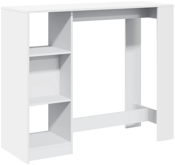 vidaXL Bartisch mit Regal Weiß 124x46x103,5 cm Holzwerkstoff 854391