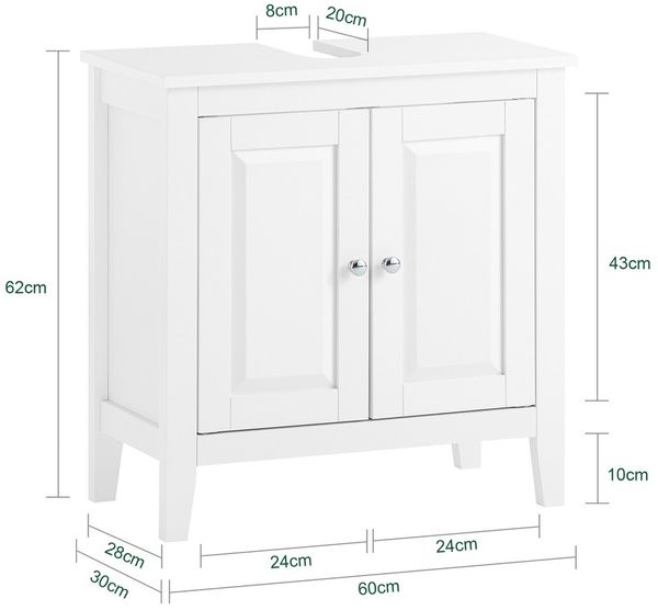 SoBuy FRG202-W Waschbeckenunterschrank, MDF, Lackiert, Weiß, 60 x 62 x 30 cm Bild 3