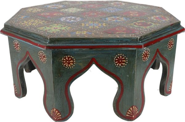 Guru-Shop Couchtisch Bemalter kleiner Tisch mit Fliesenmosaik - blau..