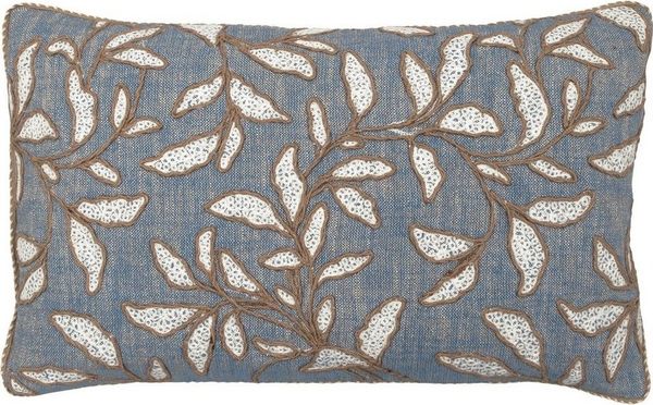 Greengate Kissenhülle Leaf blue allover Kissenhülle mit Stickerei 30x50cm