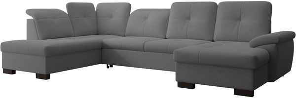 Ecksofa Mondo, Sofa mit Schlaffunktion und Bettkasten, Couch U-Form, Sofa Links, Chenille-Stoff WIND, 329 x 103 x 215 cm, Dunkelgrau