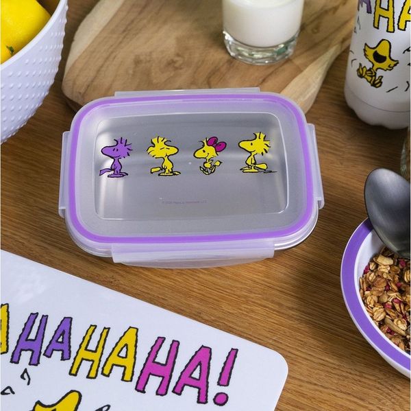 Geda Labels GmbH Lunchbox Peanuts Woodstock, Edelstahl, (1-tlg), Lila, 550 ml, luftdicht und auslaufsicher