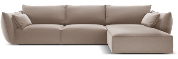 Micadoni Ecksofa Kaelle 4-Sitzer Rechts Samt Cappuccino