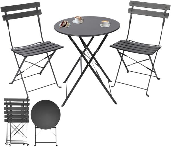 Albatros Bistroset 3-teilig Schwarz – Bistrotisch mit 2 Stühlen – klappbare Stühle und Tisch aus robustem Metall – optimal als Balkonmöbel Set oder Gartenmöbel in modernem Design