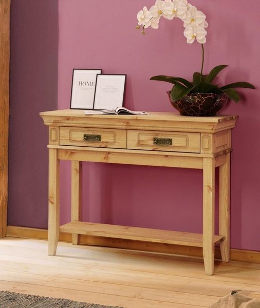 OTTO home Nachttisch Vinales, Konsolentisch, Beistelltisch ideal für Boxspringbetten, Aus massiver Kiefer, mit Fräsungen